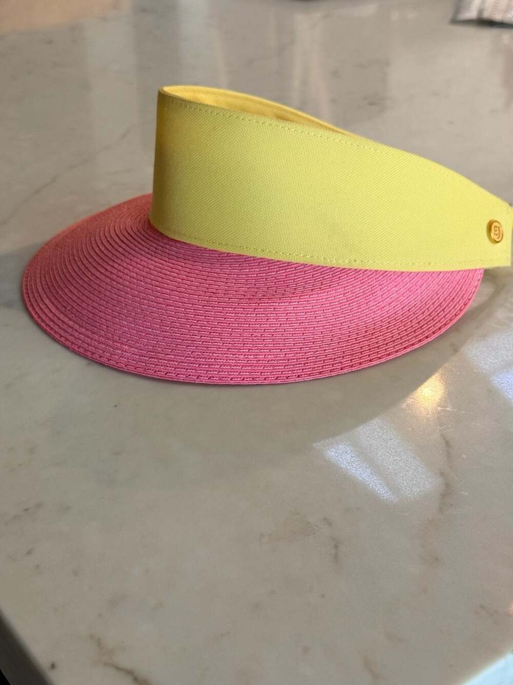 Eric Javits New York Squishee Visor Pink Yellow Adjustable UPF 50+